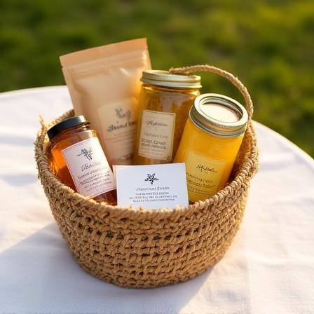 Canasta personalizada con productos gourmet Coral Cosecha